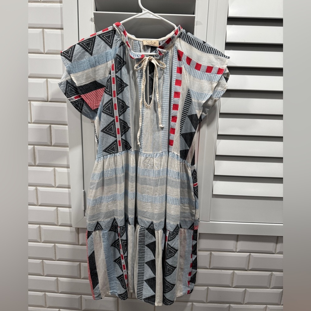 SOFIA Rosario Dress in Positano Blue. Made in Italy 100% Cotton. FAST SHIPPING!!
